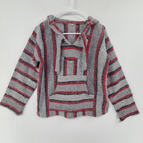 Artesanias Women's Long Sleeve Hooded Drug Rug Multi Color Striped Size S Surf - Picture 1 of 7